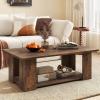 imageWooden Coffee Table with Storage Shelf 41L Rectangle Tea Table with Thicker Legs 2Tier Center Table for Living Room Reception Room Home Office Bedroom Balcony Rustic BrownRustic Brown