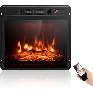 image18quot Electric Fireplace Inserts 1400W Recessed Fireplace Heater wRemote Control Adjustable Temperature ampamp Flame Effects 6H Timer Small Wall Mounted Electric Heater for Indoor Use 18inch18inch