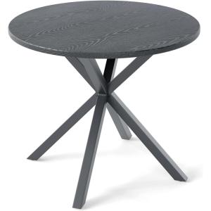 image34 Round Dining Table 4 Person Kitchen Table with WoodLike Tabletop ampamp XShaped Metal Frame IndoorOutdoor Coffee Table for Backyard Balcony Poolside Garden Lawn