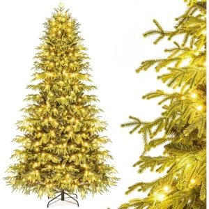 image6FT PreLit Artificial Christmas Tree Hinged Xmas Tree with 270 Warm White LED Lights 746 Branch Tips ampamp Folding Metal Stand Indoor Holiday Decoration for Home Office ampamp Party 6ft8ft