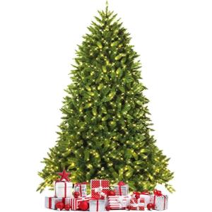 image6FT PreLit Artificial Christmas Tree Premium Spruce Tree with 650 LED Lights ampamp 8 Lighting Modes Hinged Branches ampamp Foldable Metal Stand Ideal for Home Office Party 6ft7ft 6in