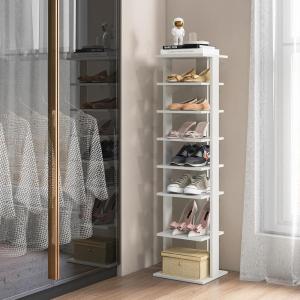 image7Tiers Shoe Rack Tall Vertical Shoe Storage with Removable Shelves ampamp Antitoppling Device Slim Corner Shoe Shelf Organizer for Entryway Closet Small Space Rustic BrownWhite