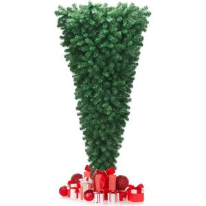 image7ft Upside Down Christmas Tree Green Inverted PVC Xmas Tree with Metal Stand ampamp 1000 Branch Tips Artificial Xmas Tree for Indoor Outdoor