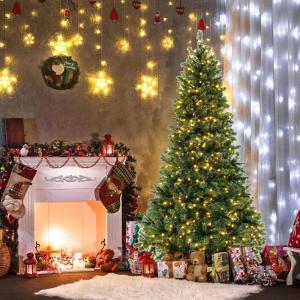 image8ft PreLit Christmas Tree Artificial Hinged Xmas Tree with 880 LED Lights Foldable Metal Stand ampamp 2 Pairs of Gloves Festival Decoration Tree for Home Living Room Office 8ft6ft 11in