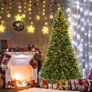 image8ft PreLit Christmas Tree Artificial Hinged Xmas Tree with 880 LED Lights Foldable Metal Stand ampamp 2 Pairs of Gloves Festival Decoration Tree for Home Living Room Office 8ft7ft 11in
