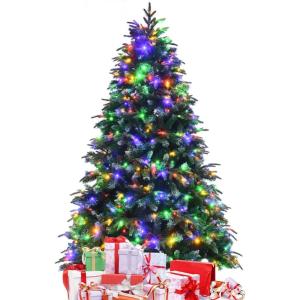 image9FT PreLit Artificial Christmas Tree Hinged Realistic Snowy Xmas Pine Tree with 780 Color Changing LED Lights 11 Flash Modes ampamp Pine Cones Folding Metal Base for Home Office 9ft7ft