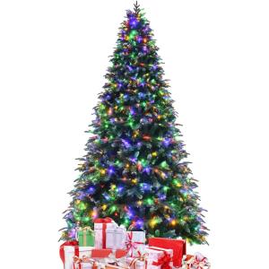image9FT PreLit Artificial Christmas Tree Hinged Realistic Snowy Xmas Pine Tree with 780 Color Changing LED Lights 11 Flash Modes ampamp Pine Cones Folding Metal Base for Home Office 9ft9ft