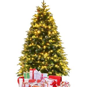 image9FT PreLit Artificial Christmas Tree Hinged Realistic Snowy Xmas Pine Tree with 780 Color Changing LED Lights 11 Flash Modes ampamp Pine Cones Folding Metal Base for Home Office 9ft5ft