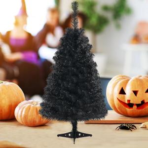 imageArtificial Christmas Tree 3FT 116 Hinged Lush Branch Tips with PVC Material Stable Structure Lightweight ampamp Easy Assembly Xmas Tree for Party Festival ampamp Holiday DecorationPinkBlack