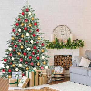 imageArtificial Christmas Tree Xmas Tree with FlameResistant PEampampPVC and Foldable Metal Stand Indoor Holiday Decoration for Home Office School and Restaurant Green 6ft8ft