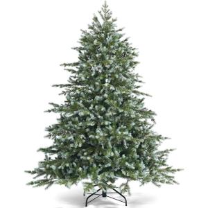 imageArtificial Snow Flocked Christmas Tree PVC ampamp PE Snow Covered Christmas Tree with Foldable Metal Stand Branch Tips Snowy Slim Xmas Pine Tree for Festive Holiday Decor