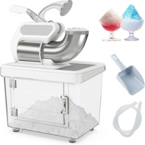 imageCommercial Snow Cone Machine 660 LBSH 300W ETL Approved Electric Ice Crusher with Safety OnOff Switch ampamp Dual Blades Stainless Steel Shaved Ice Machine for Home Bar Restaurant WhiteWhite
