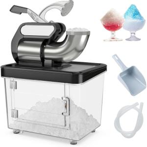 imageCommercial Snow Cone Machine 660 LBSH 300W ETL Approved Electric Ice Crusher with Safety OnOff Switch ampamp Dual Blades Stainless Steel Shaved Ice Machine for Home Bar Restaurant WhiteBlack