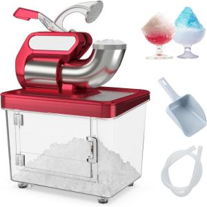 imageCommercial Snow Cone Machine 660 LBSH 300W ETL Approved Electric Ice Crusher with Safety OnOff Switch ampamp Dual Blades Stainless Steel Shaved Ice Machine for Home Bar Restaurant WhiteRed