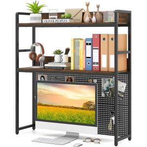 imageDesk Hutch Dorm with Pegboard 37W Desk Shelf for Top of Desk with 2Tier Multipurpose Display Shelf ampamp Metal Frame Desktop Bookshelf for Home Office College Dormitory