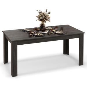 imageDining Table for 46 People 63 Wood Rectangular Dinner Table with LShaped Legs Farmhouse Dinette Table Modern Kitchen Table for Apartment Living Room Restaurant Dining Room BlackGrey