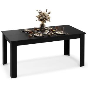 imageDining Table for 46 People 63 Wood Rectangular Dinner Table with LShaped Legs Farmhouse Dinette Table Modern Kitchen Table for Apartment Living Room Restaurant Dining Room BlackBlack