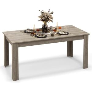 imageDining Table for 46 People 63 Wood Rectangular Dinner Table with LShaped Legs Farmhouse Dinette Table Modern Kitchen Table for Apartment Living Room Restaurant Dining Room BlackOak