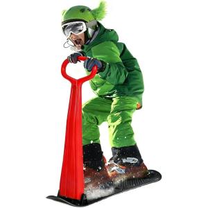 imageFoldable Snow Scooter Kids Snowboard with Handle Cold Resistance Kick Scooter Outdoor Sliding Snow Sled for Snow Dune Grass FoldUp Ski Scooter for Kids Toddlers Age 5BlackRed