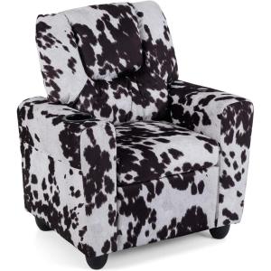 imageKids Recliner Toddler Lounge Chair wCup Holder Wide Armrest Kids Sofa wAdjustable Footrest Comfy Toddler Recliner Chair for for Boys ampamp Girls 3  Fabric Red Polka DotsZebra Color