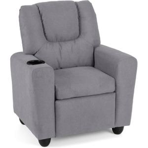 imageKids Recliner Toddler Lounge Chair wCup Holder Wide Armrest Kids Sofa wAdjustable Footrest Comfy Toddler Recliner Chair for for Boys ampamp Girls 3  Fabric Red Polka DotsGrey