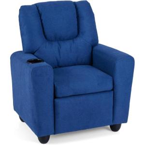 imageKids Recliner Toddler Lounge Chair wCup Holder Wide Armrest Kids Sofa wAdjustable Footrest Comfy Toddler Recliner Chair for for Boys ampamp Girls 3  Fabric Red Polka DotsBlue