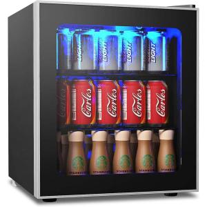 imageMini Fridge 60 Can Freestanding Drink Cooler with Glass door Removable Shelves for Soda Beer Wine Compact Small Refrigerator for Bedroom Office Dorm 16 CuFt 16 Cu Ft16 Cu Ft