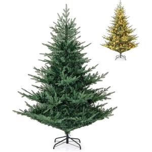 imagePrelit Artificial Christmas Tree Hinged Xmas Tree with Warm White LED Lights ampamp 8 Lighting Modes Holiday Decoration Tree for Home Office Porch BalconyGreen 6ft6ft