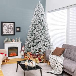 imageSnowFlocked Christmas Tree 75FT Artificial Pine with Easy Assembly and SpaceSaving Design Holiday Tree for BedroomOfficePartyWhite 75FT9ft