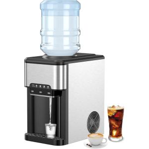 imageWater Dispenser with Ice Maker 3 in 1 Countertop Ice Machine with Safety Lock 35 Gallon Bottle Water Cooler for Office Home 48Lbs24H 12 Ice Cubes
