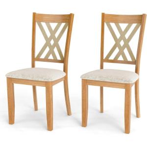 imageWood Dining Chairs Set of 2 Wooden Kitchen Side Chairs with Rubber Wood Legs Padded Seat Double XShaped Back Farmhouse Dining Chairs for Dining Room Living RoomNaturalbeige