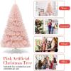 image7 FT Pink Artificial Christmas Tree Unlit Hinged Spruce Full Tree with Foldable Metal Base Festive Decoration Tree for Home Living Room Holiday Party ampamp Office 7FT7ft