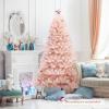 image7 FT Pink Artificial Christmas Tree Unlit Hinged Spruce Full Tree with Foldable Metal Base Festive Decoration Tree for Home Living Room Holiday Party ampamp Office 7FT6ft