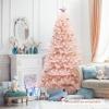image7 FT Pink Artificial Christmas Tree Unlit Hinged Spruce Full Tree with Foldable Metal Base Festive Decoration Tree for Home Living Room Holiday Party ampamp Office 7FT7ft