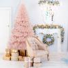 image7 FT Pink Artificial Christmas Tree Unlit Hinged Spruce Full Tree with Foldable Metal Base Festive Decoration Tree for Home Living Room Holiday Party ampamp Office 7FT7ft