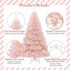 image7 FT Pink Artificial Christmas Tree Unlit Hinged Spruce Full Tree with Foldable Metal Base Festive Decoration Tree for Home Living Room Holiday Party ampamp Office 7FT7ft