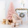 image7 FT Pink Artificial Christmas Tree Unlit Hinged Spruce Full Tree with Foldable Metal Base Festive Decoration Tree for Home Living Room Holiday Party ampamp Office 7FT6ft