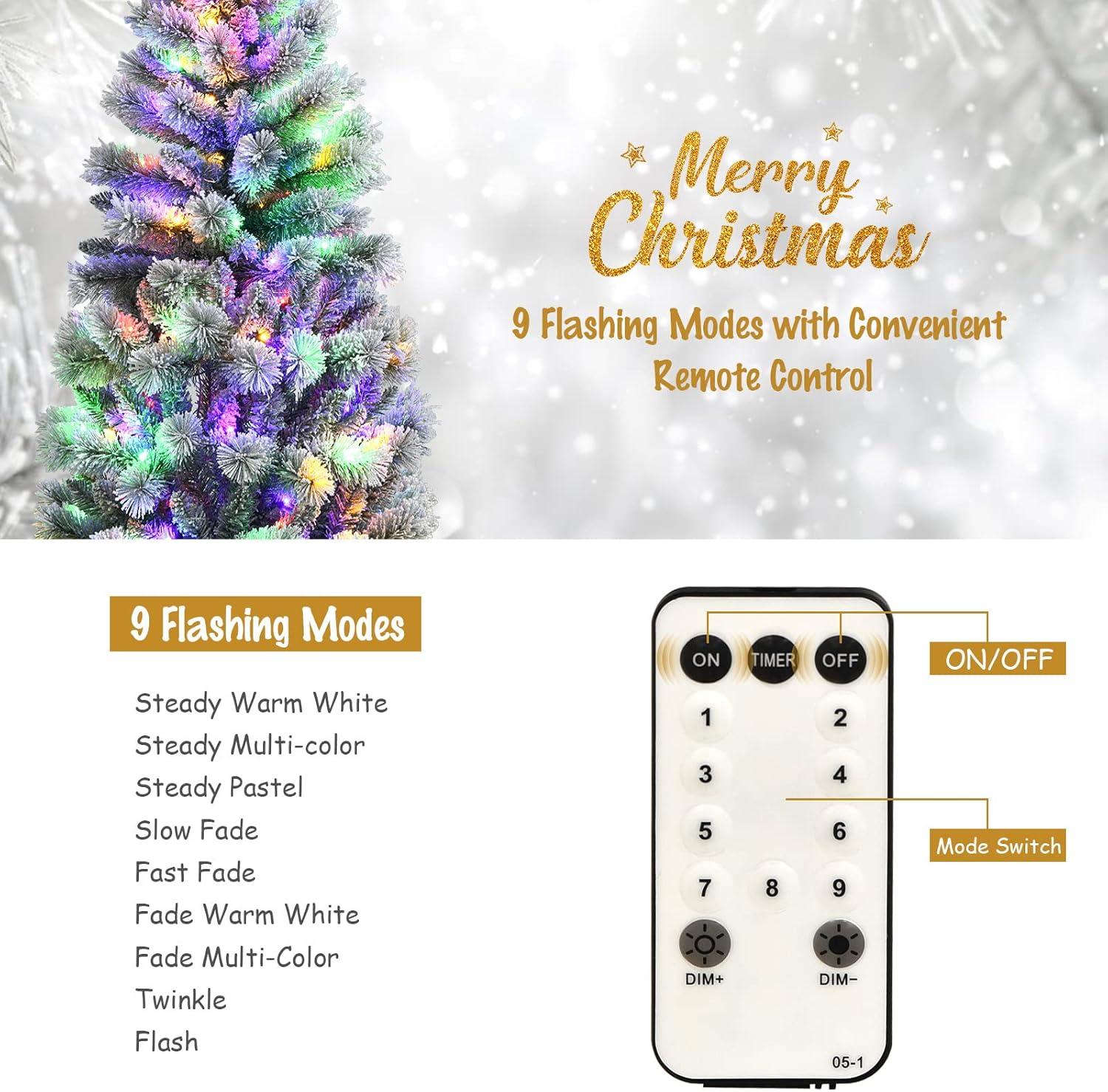 imageChristmas Tree 75 FT Artificial Decoration Tree wPVC Branch Tips Colorful Xmas Ball Decoration ampamp 300 LED Lights Foldable Metal Stand9 Light Strip Modes Xmas Tree for HomeOffice 75ft5ft