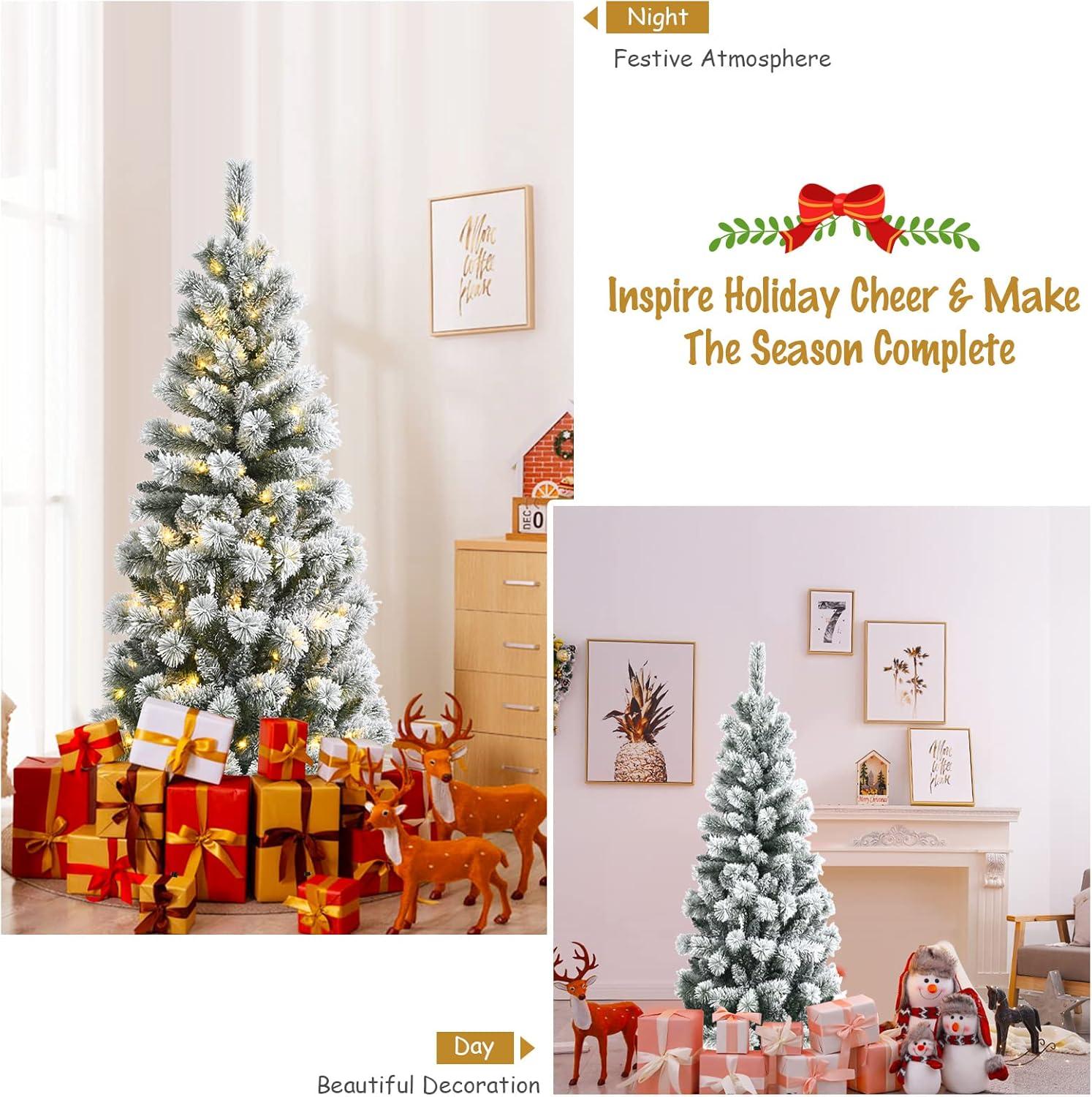 imageChristmas Tree 75 FT Artificial Decoration Tree wPVC Branch Tips Colorful Xmas Ball Decoration ampamp 300 LED Lights Foldable Metal Stand9 Light Strip Modes Xmas Tree for HomeOffice 75ft6ft