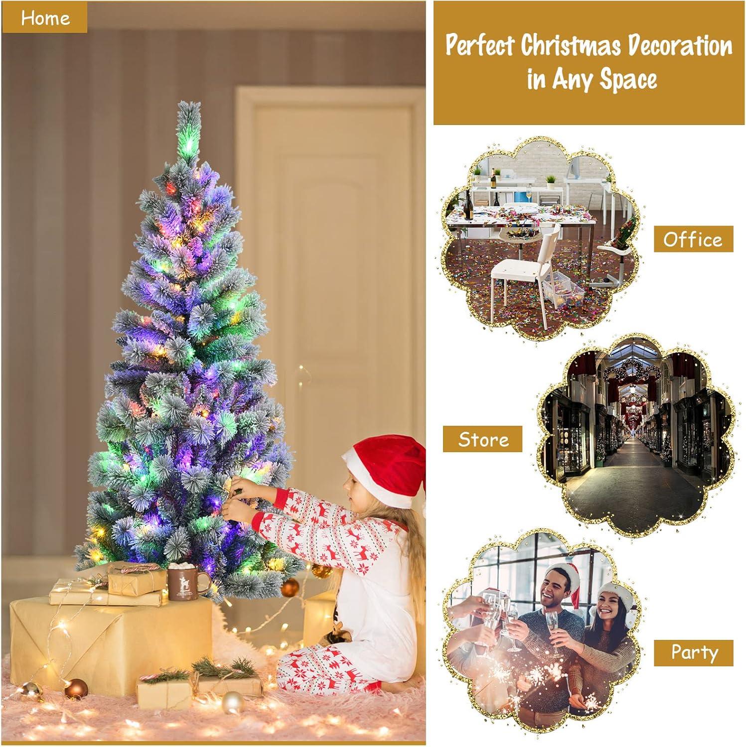 imageChristmas Tree 75 FT Artificial Decoration Tree wPVC Branch Tips Colorful Xmas Ball Decoration ampamp 300 LED Lights Foldable Metal Stand9 Light Strip Modes Xmas Tree for HomeOffice 75ft6ft