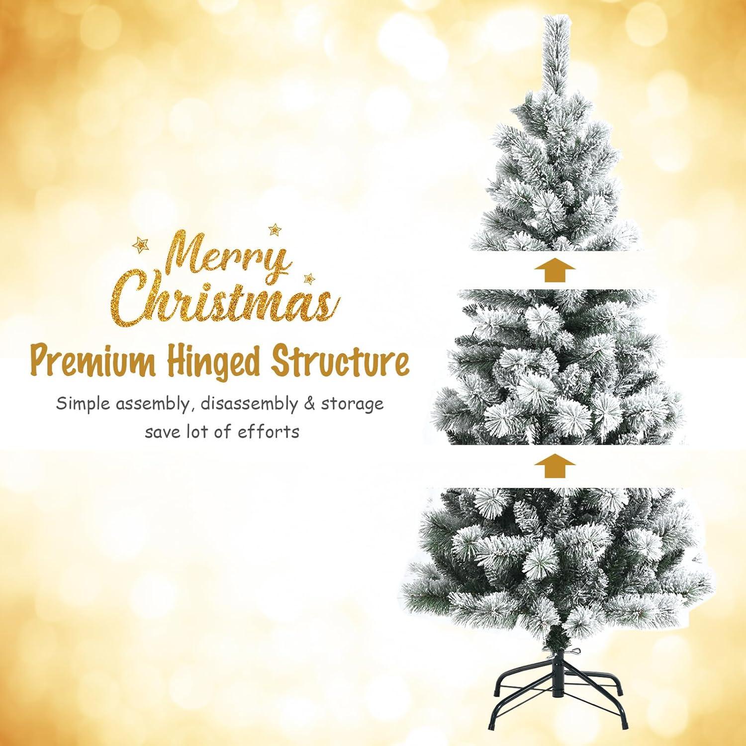 imageChristmas Tree 75 FT Artificial Decoration Tree wPVC Branch Tips Colorful Xmas Ball Decoration ampamp 300 LED Lights Foldable Metal Stand9 Light Strip Modes Xmas Tree for HomeOffice 75ft6ft