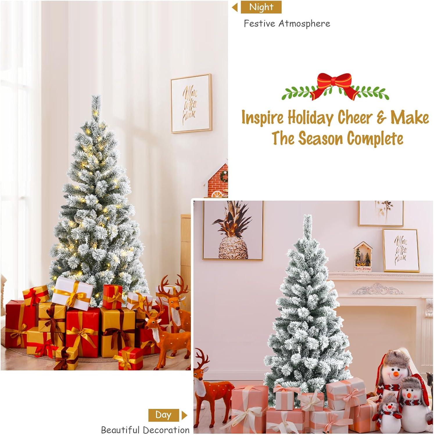 imageChristmas Tree 75 FT Artificial Decoration Tree wPVC Branch Tips Colorful Xmas Ball Decoration ampamp 300 LED Lights Foldable Metal Stand9 Light Strip Modes Xmas Tree for HomeOffice 75ft5ft