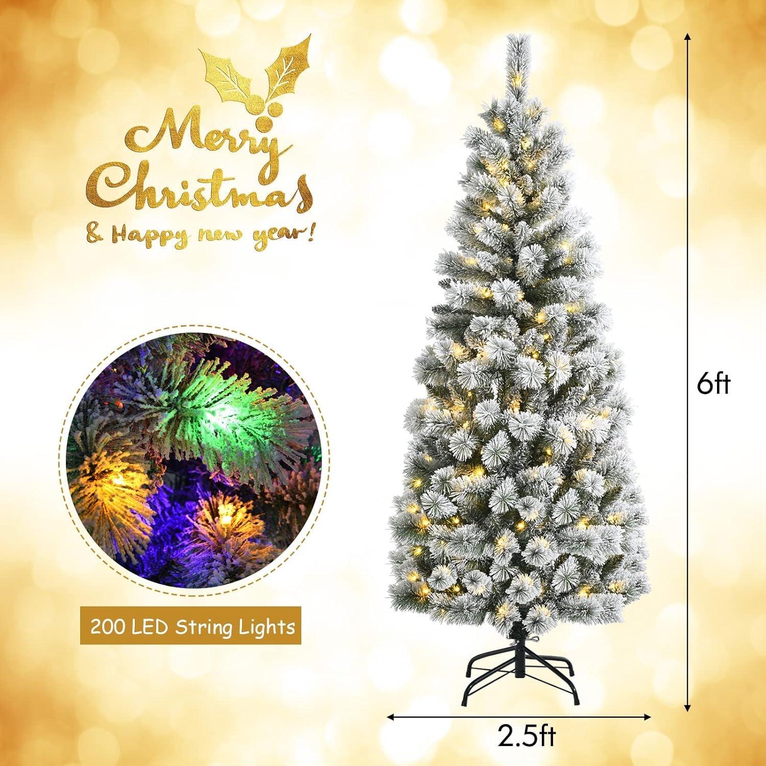imageChristmas Tree 75 FT Artificial Decoration Tree wPVC Branch Tips Colorful Xmas Ball Decoration ampamp 300 LED Lights Foldable Metal Stand9 Light Strip Modes Xmas Tree for HomeOffice 75ft6ft