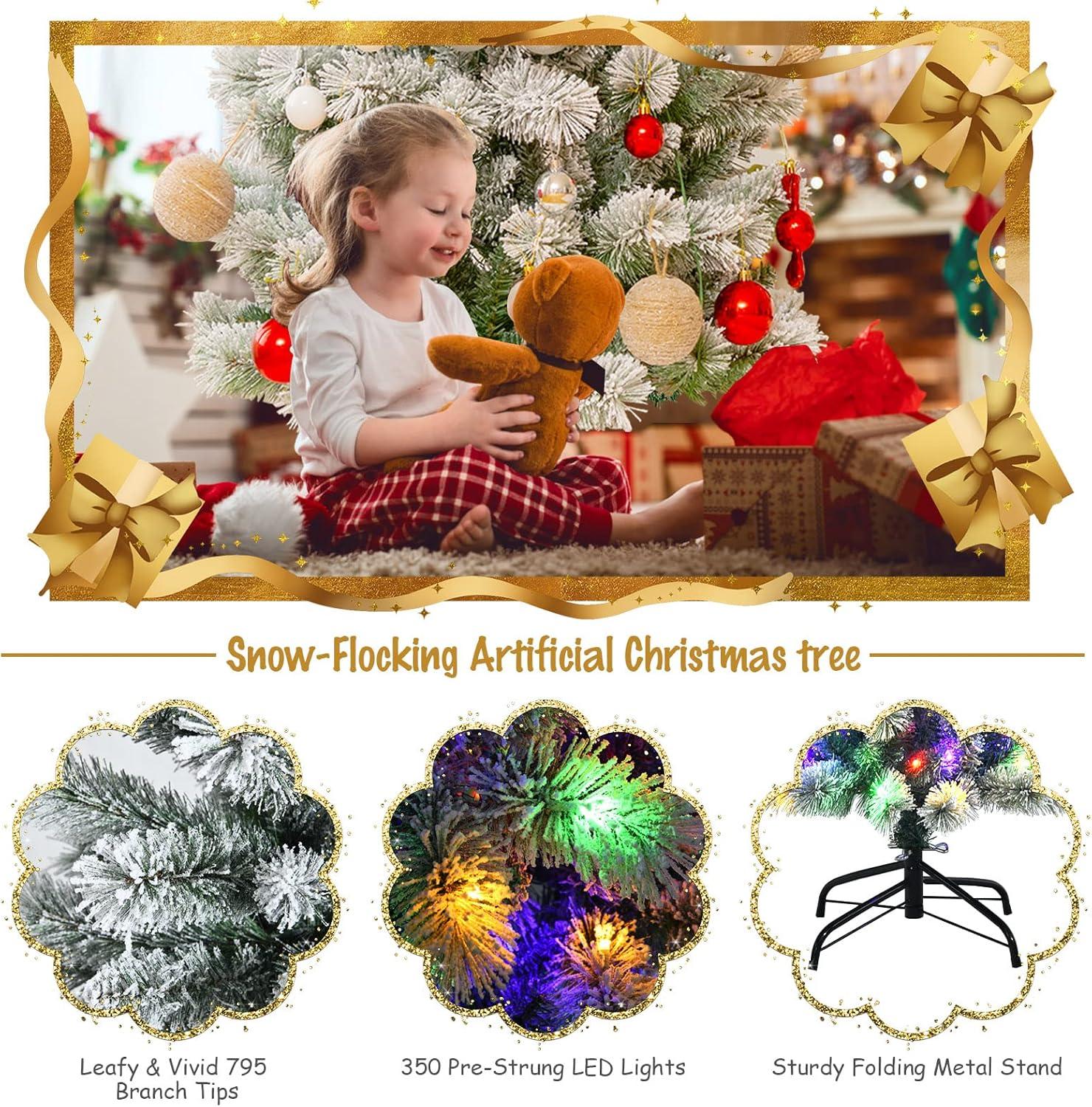 imageChristmas Tree 75 FT Artificial Decoration Tree wPVC Branch Tips Colorful Xmas Ball Decoration ampamp 300 LED Lights Foldable Metal Stand9 Light Strip Modes Xmas Tree for HomeOffice 75ft8ft