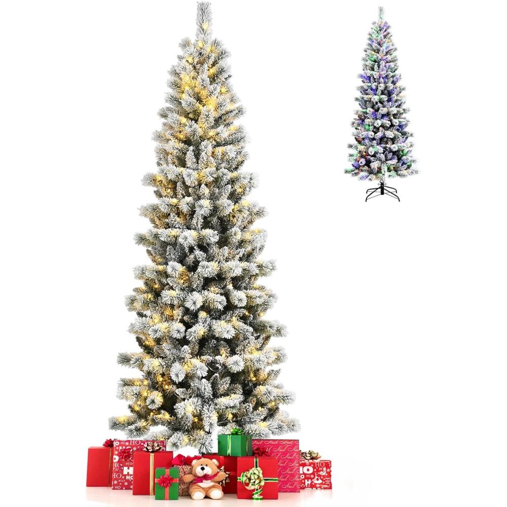 imageChristmas Tree 75 FT Artificial Decoration Tree wPVC Branch Tips Colorful Xmas Ball Decoration ampamp 300 LED Lights Foldable Metal Stand9 Light Strip Modes Xmas Tree for HomeOffice 75ft7ft 6in