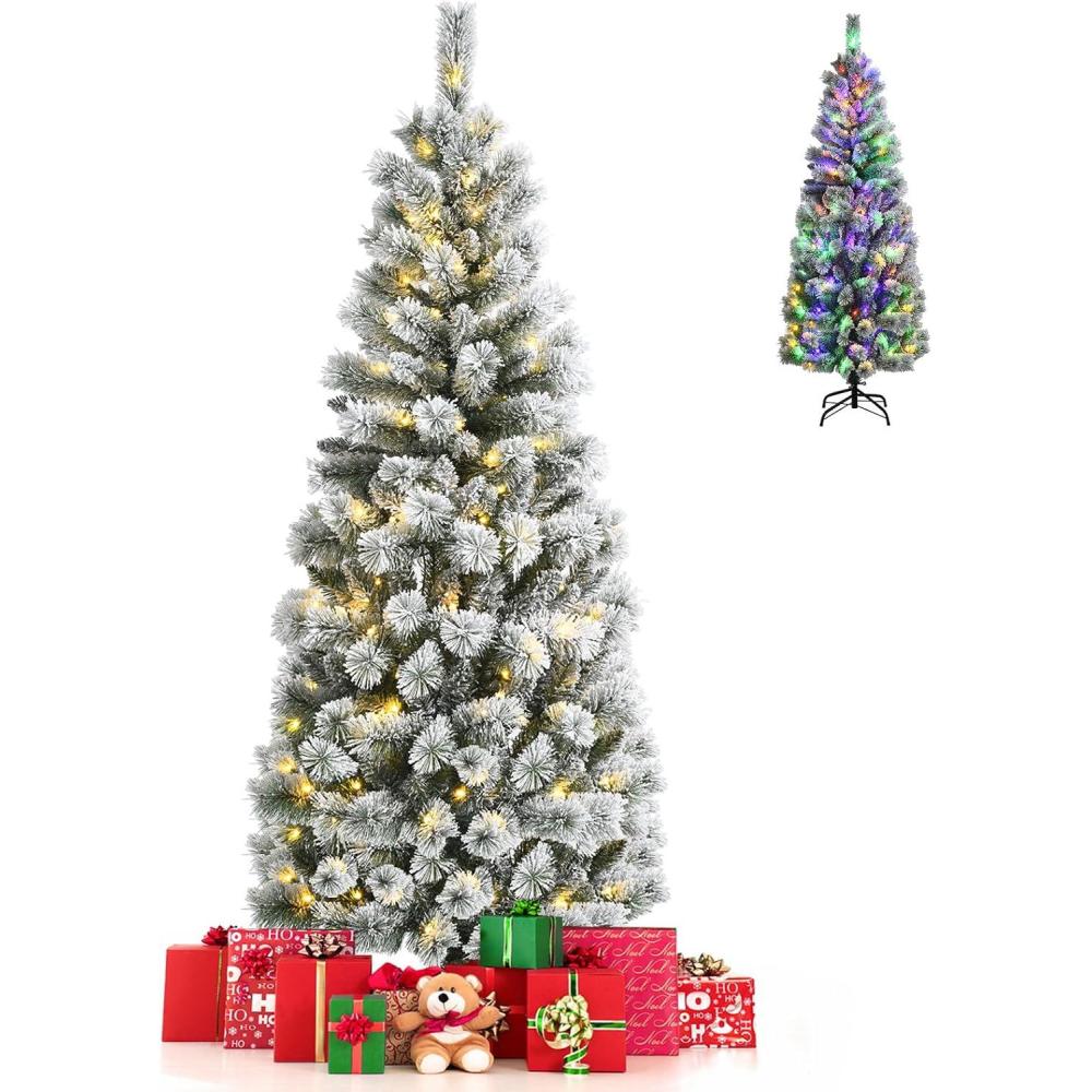 imageChristmas Tree 75 FT Artificial Decoration Tree wPVC Branch Tips Colorful Xmas Ball Decoration ampamp 300 LED Lights Foldable Metal Stand9 Light Strip Modes Xmas Tree for HomeOffice 75ft6ft