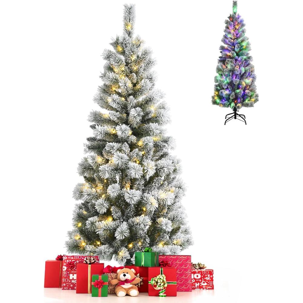 imageChristmas Tree 75 FT Artificial Decoration Tree wPVC Branch Tips Colorful Xmas Ball Decoration ampamp 300 LED Lights Foldable Metal Stand9 Light Strip Modes Xmas Tree for HomeOffice 75ft5ft