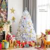 image8ft Artificial Christmas Tree Iridescent Glittery Tree with Hinged Sections and Folding Stand Realistic Holiday Decoration for Home OfficeWhite 8ft6ft
