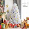 image8ft Artificial Christmas Tree Iridescent Glittery Tree with Hinged Sections and Folding Stand Realistic Holiday Decoration for Home OfficeWhite 8ft7ft