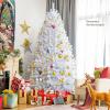 image8ft Artificial Christmas Tree Iridescent Glittery Tree with Hinged Sections and Folding Stand Realistic Holiday Decoration for Home OfficeWhite 8ft8ft